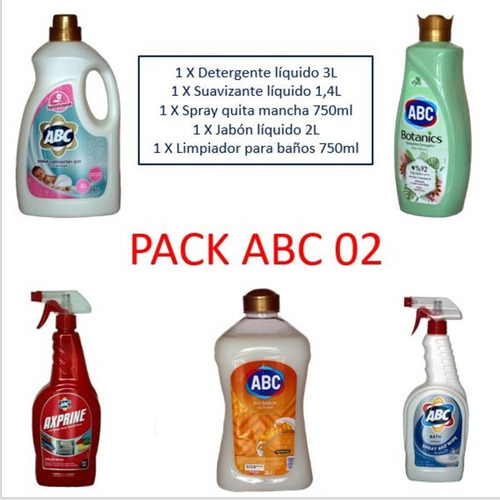 Pack Lavado Detergente Liquido Abc+ Suavizante+ Quitamancha 
