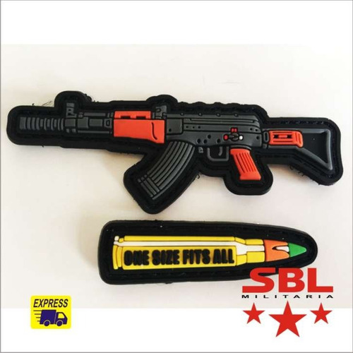 Funny Patch Emborrachado Ak + Bala Traçante De Fuzil