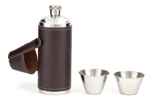 Imagen 2 de 4 de Licorera De Piel Con Vasos