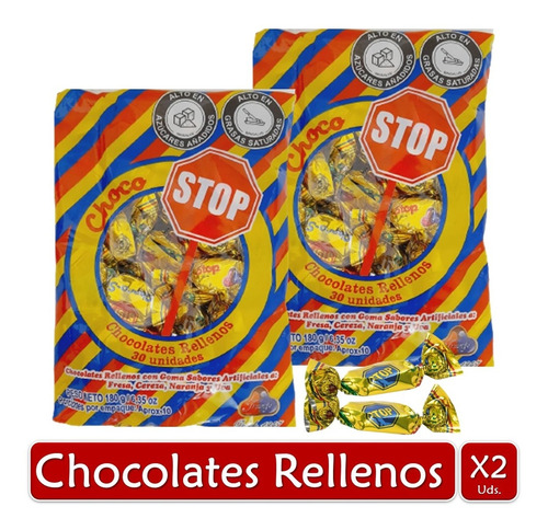 Chocolates Rellenos Con Goma Choco Stop X2 Bolsas 30 Uds