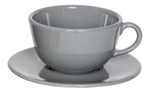 Set X6 Tazas De Té Con Plato Unni Grey Gris Oxford Cerámica 