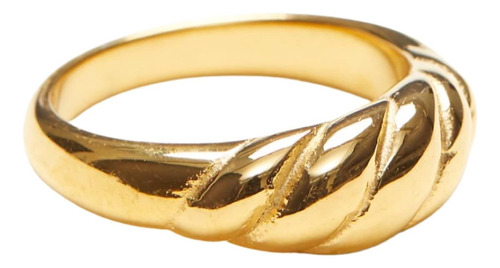 Anillo De Banda De Croissant De Cúpula De Oro Chapado En Oro