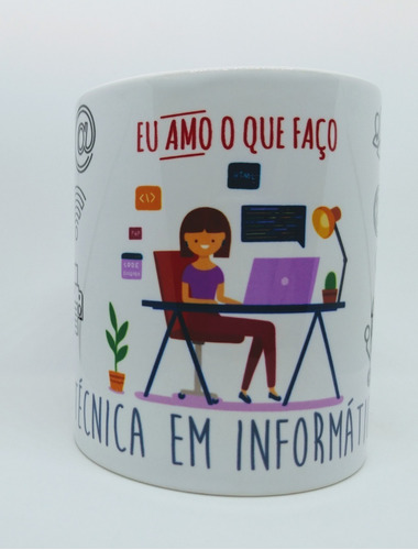 Caneca Em Porcelana Profissão Técnica Em Informática