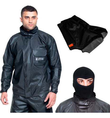 Kit Capa De Chuva Polaina Touca Balaclava Roupa Motoqueiro 