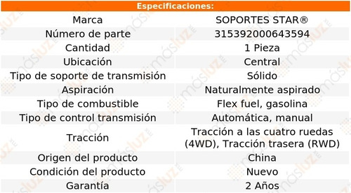 1) Soporte Transmisión Ctral Sonoma 2.2l 4 Cil 94/02