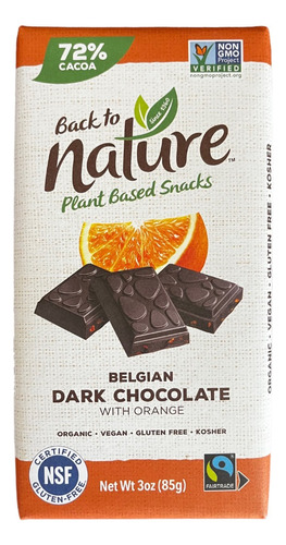 Back To Nature Chocolate Vegano Con Naranja (3 Piezas)