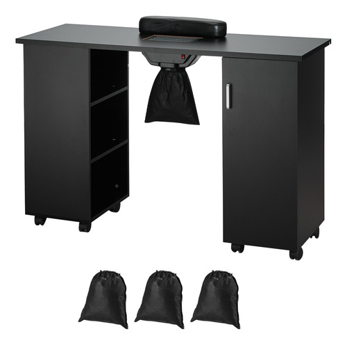 Mesa Manicurista Negro Movil Con Colector Polvo, Gabinetes 