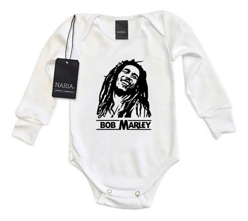 Body Bebe Manga Larga Bob Marley Dibujo Art Logo - Mubm2