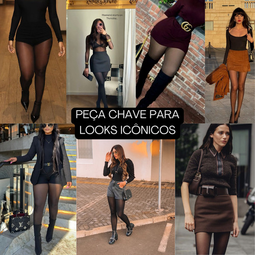 Kit 2 Meia-calça Anticelulite Não Puxa Fio Modeladora 36/46 Preto Un Do 36 Ao 46