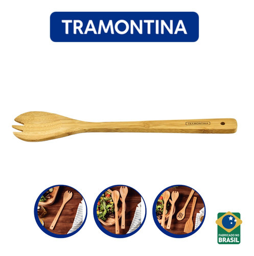 Tenedor de madera de bambú Tramontina para alimentos y ensaladas