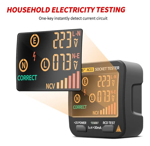 Comprobador De Enchufe Inteligente Digital Ac11, Toma D, Pr