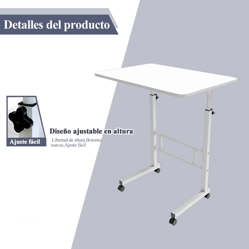 Mesa Para Laptop Ajustable De Madera Blanca 90cm De Altura