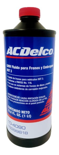 Liga De Frenos Marca Acdelco Dot 31000ml (1 Litro)