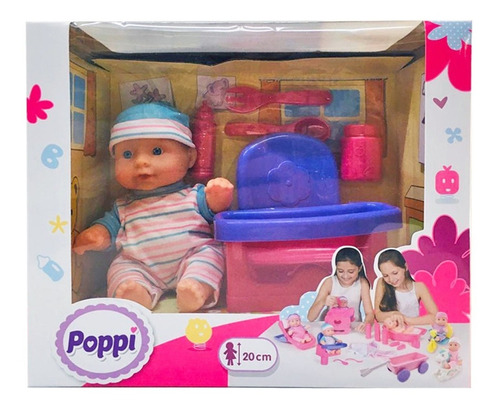 Poppi Bebe Con Silla De Comer Y Accesorios Tm1 28070 Ttm