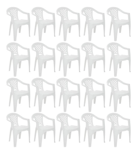 Combo 20 Cadeiras De Plastico Com Braços Iguape Br