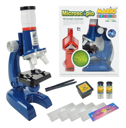 Microscópio Infantil Brinquedo Educativo Pedagógico Experiên Cor Azul/Branco