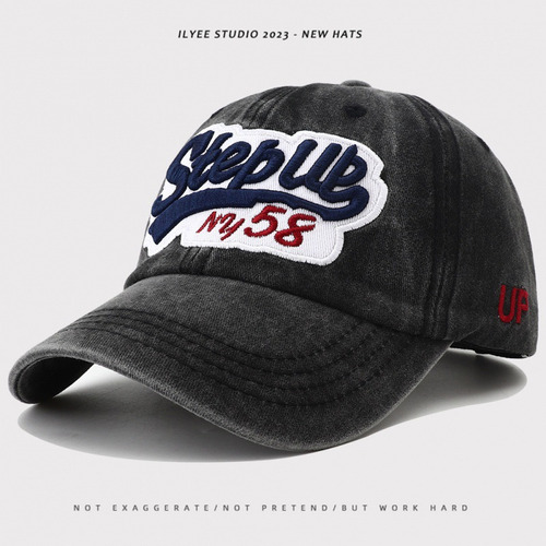 Gorra De Béisbol Bordada Con Letras Y Visera Retro Americana