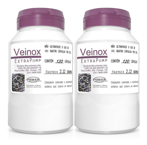 2x Vasodilatador Veinox 120 Capsulas - Power Supplements