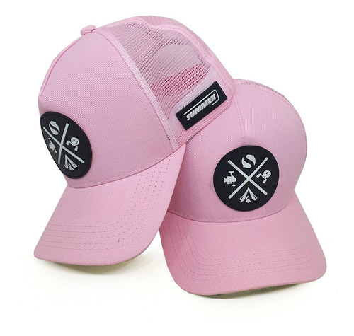 Boné Elementos Da Pesca Trucker Rosa Summer