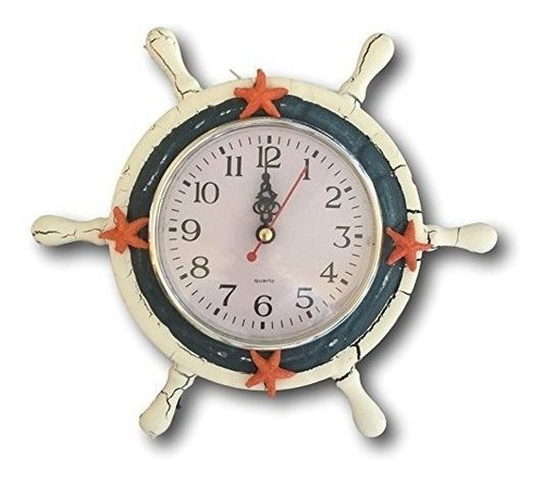 Reloj De Playa Velero Volante Helm  Reloj Decoracion  Azul Y