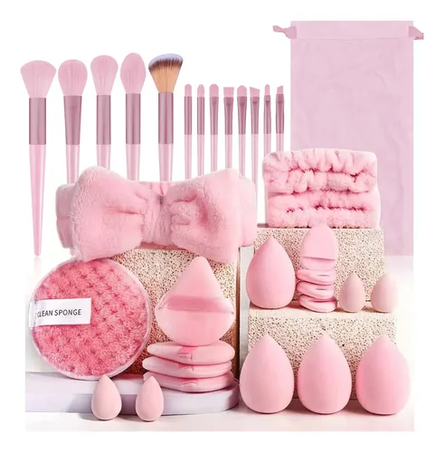 メイクセット Zx Kit De Maquiagem De 34 Peças, Pincéis, Esponjas, Faixa Er