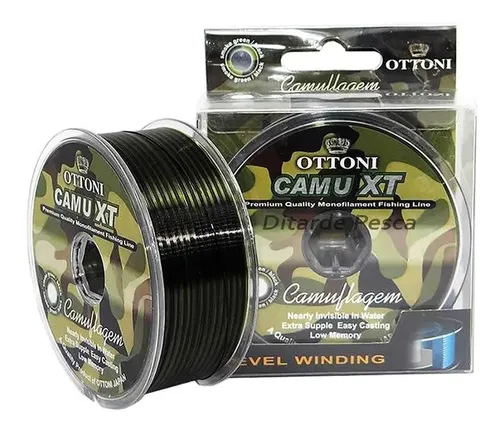 Linha Monofilamento Ottoni Camu XT 0,25mm 300m Nylon Camuflada 9kg