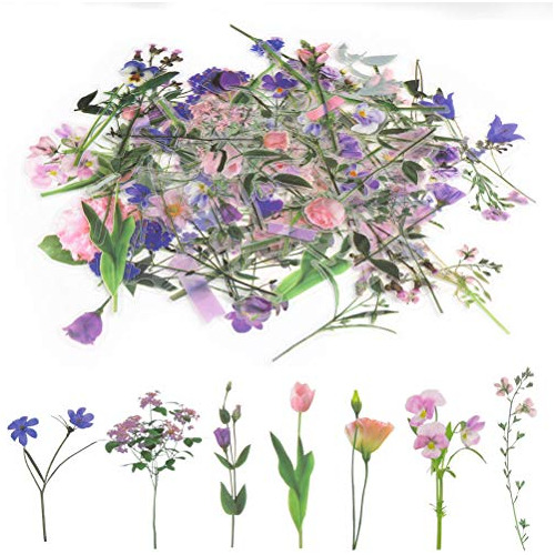 80 Piezas De Pegatinas De Flores Naturales Scrapbooking...