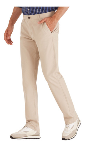 Pantalón Sport Gabardina Liso Beige Hombre Macowens 16002