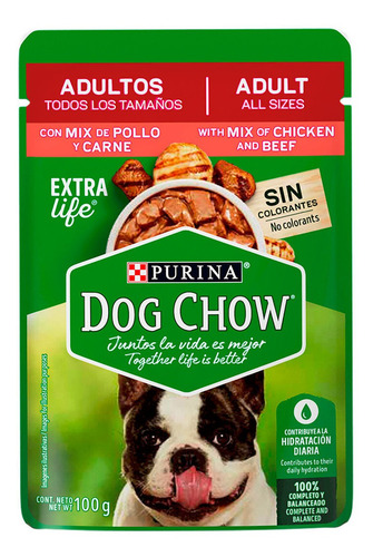Imagen 1 de 1 de Dog Chow Purina Sobre Adulto Todo Tamaño Pollo Carne 100g