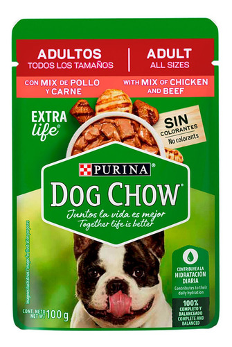 Dog Chow Purina Sobre Adulto Todo Tamaño Pollo Carne 100g