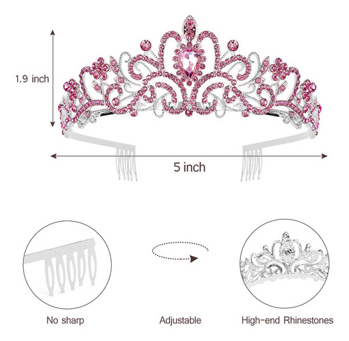 Tiara De Cumpleañera, Corona De Princesa Coronada Con Banda