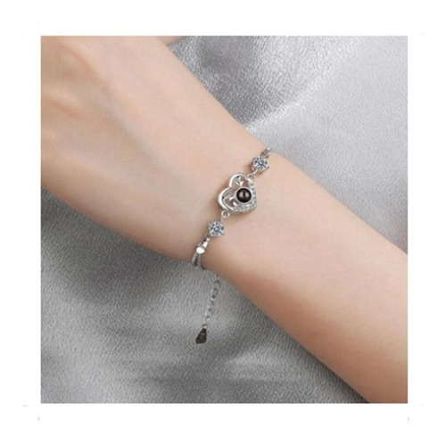 Imagen 8 de 10 de Collar Más Pulsera Plateada Te Amo En 100 Idiomas