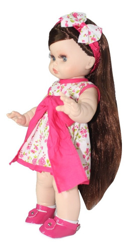 Muñeca Bebe Pelo Largo En Vinil De 35 Cm+ Acta De Nacimiento