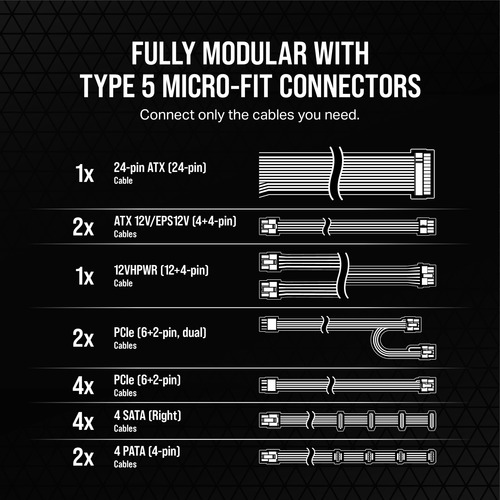 Fuente De Poder Corsair Rm1200x Modular 1200w 80 Plus Gold