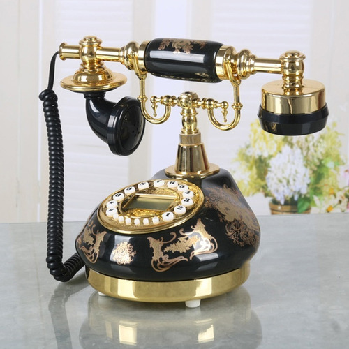 Teléfono Antiguo Vintage Con Cable De Teléfono Dial
