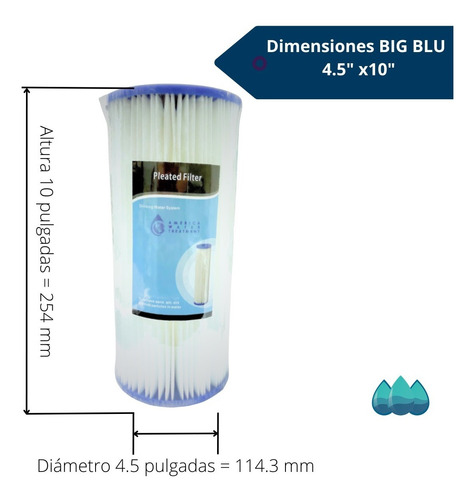 Imagen 2 de 4 de Filtro Cartucho Pulidor Plisado Bb 4.5x10- 5 Micras Agua