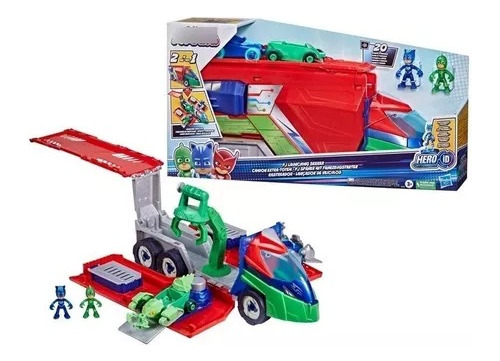 Pj Masks - Vehículo Launching Seeker - Con 2 Figuras Y Autos