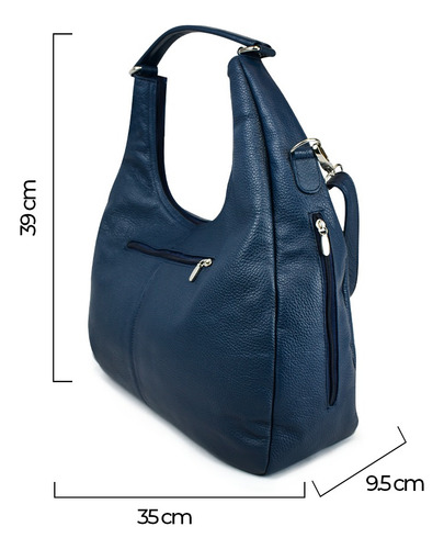 Bolsa De Cuero Color Azul Amplia Y Un Estilo Retro Azul Acero Lisa Níquel Azul Acero
