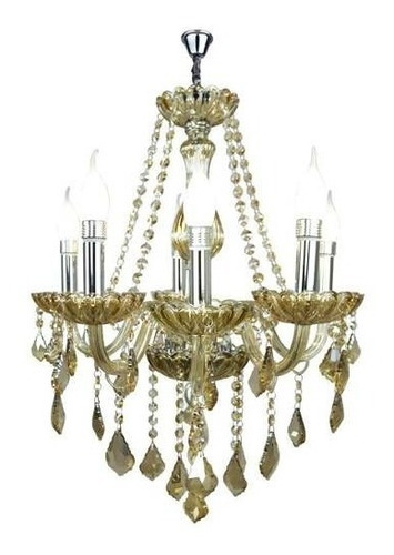 Lustre Candelabro Cristal Maria Tereza K9 6 Bracos Champagne