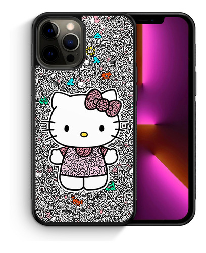 Funda Protectora Para iPhone Hello Kitty Garabatos Tpu Case 