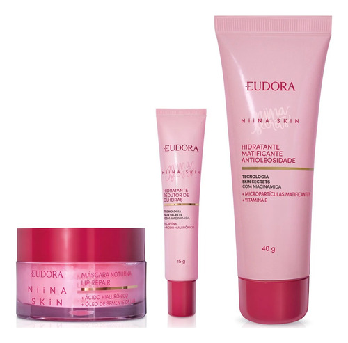 Kit Niina Skin Hidratante+redutor Olheiras+labial - Novos