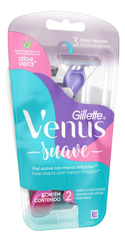 Venus Suave Rastrillo Desechable Con Aloe Vera 2 Unidades