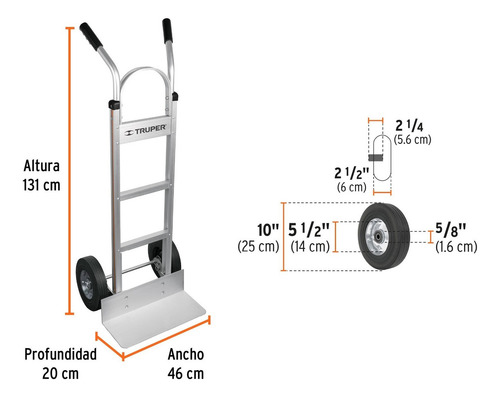 Diablo De Carga De Aluminio 300 Kg Ruedas Imponchables 17245