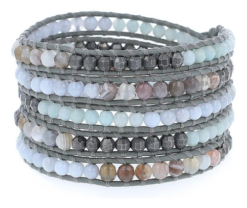 Chan Luu Mezcla Gris De Piedras Semipreciosas Pulsera Envolv