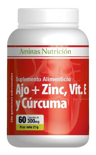 Ajo+zinc,vit.e Y Curcuma 300mg 60capsulas Aminas Nutricion Sabor no aplica