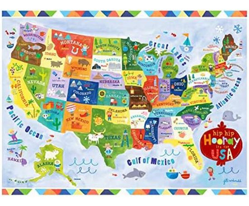 C.r. Gibson United States Map Floor Puzzle Juego Para Niños,