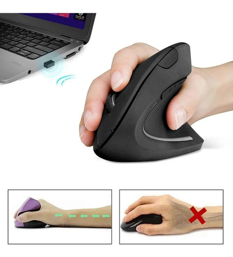 Imagen 4 de 10 de Mouse Inalambrico Vertical Ergonomico Usb Gamer Diseño Ofice