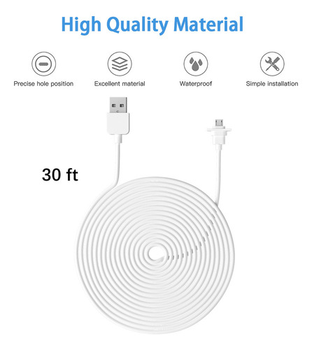 Cable De Carga Exterior De 9 M/29,5 Pies Compatible Con Eufy