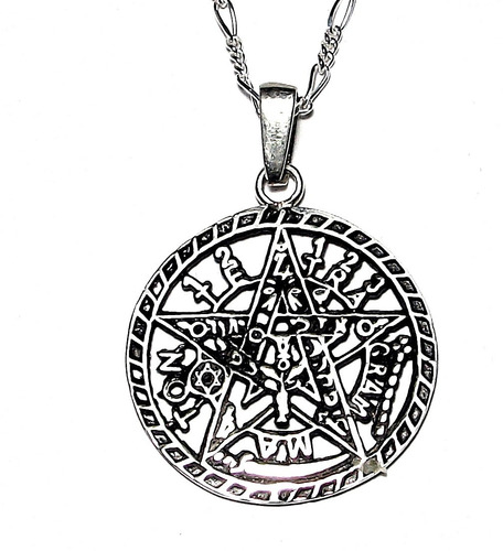 Cadena Y Dije Tetragramaton Pentagrama 27m  En Plata Ley.925