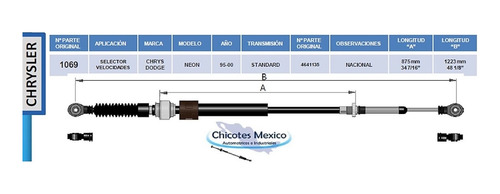 Chicote Dodge Neon De Transmisión Estándar Del 95 A 00